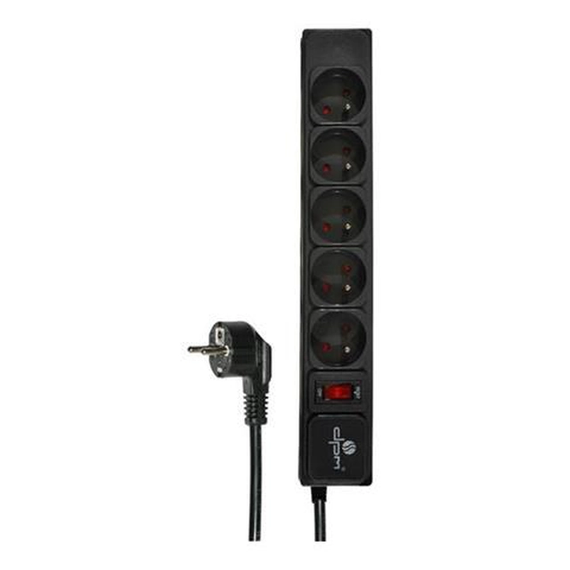 Protective strip with a switch,5 sockets, black,1,5 m