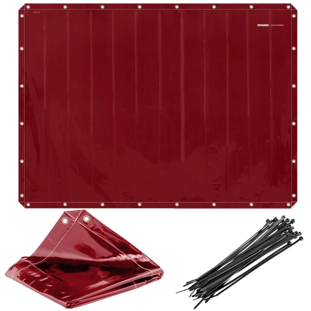 Protective welding curtain screen 239 x 175 cm - red