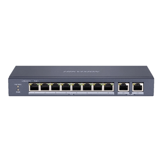 PRZEŁĄCZNIKIprzełącznik 8 portów PoE'2 portów łącza zwrotnego RJ45 Gigabit - HIKVISION DS-3E0310P-E-M