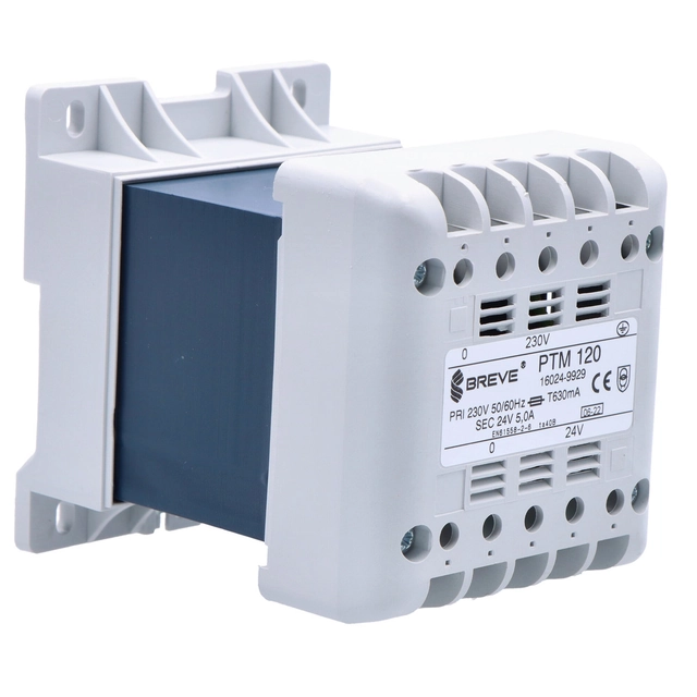 PTM single phase transformer 120 230/ 24V IP21 to the DIN rail TH-35 in the housing