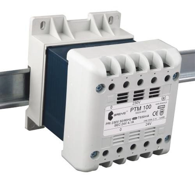 PTM single phase transformer 250 230/ 24V IP21 to the DIN rail TH-35 in the housing