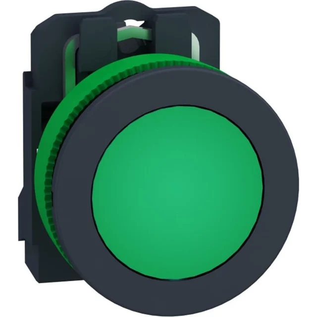 Pulsador plano de plástico Schneider Electric Harmony XB5. verde fi30 lente lisa LED integrado 110...120 V CA XB5FVG3