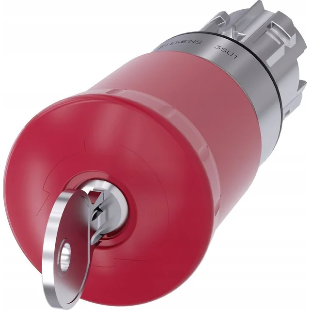 Pulsador tipo seta de emergencia Siemens 22mm redondo de metal brillante rojo 40mm con cerradura SSG10 3SU1050-1HR20-0AA0