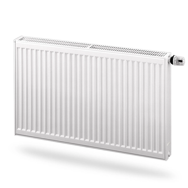 PURMO radiator CV11 600x2300, moč ogrevanja:2341W (75/65/20°C), jekleni panelni radiator s spodnjim priključkom PURMO Ventil Compact bele barve RAL9016