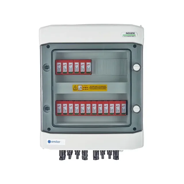 PV elektrikilbi ühendusAlalisvoolu hermeetiline IP65 EMITER alalispingepiirikuga Dehn 1000V tüüp 2, 6x PV-ahel, 6x MPPT