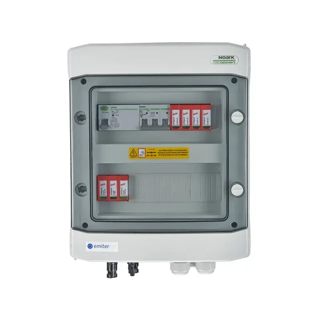 PV elektrikilbi ühendusDCAC hermeetiline IP65 EMITER alalispingepiirikuga Dehn 1000V tüüp 2, 1 x PV-ahel, 1 x MPPT // piir.AC Dehn tüüp 2, 10A 3-F, RCD tüüp A 40A/300mA