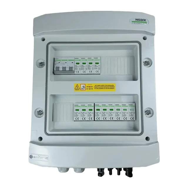 PV elektrikilbi ühendusDCAC hermeetiline IP65 EMITER alalispingepiirikuga Dehn 1000V tüüp 2, 3 x PV-ahel, 3 x MPPT // piir.AC Dehn tüüp 2, 40A 3-F