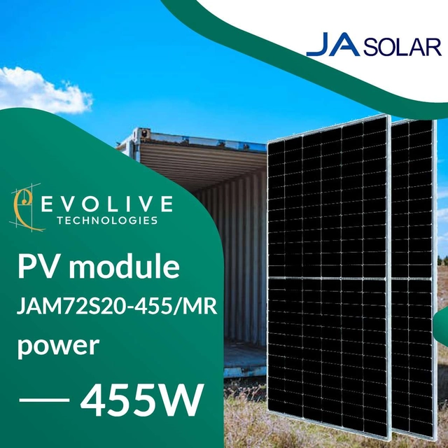 PV-modul (fotovoltaisk panel) JA Solar 455W JAM72S20-455/MR (behållare)