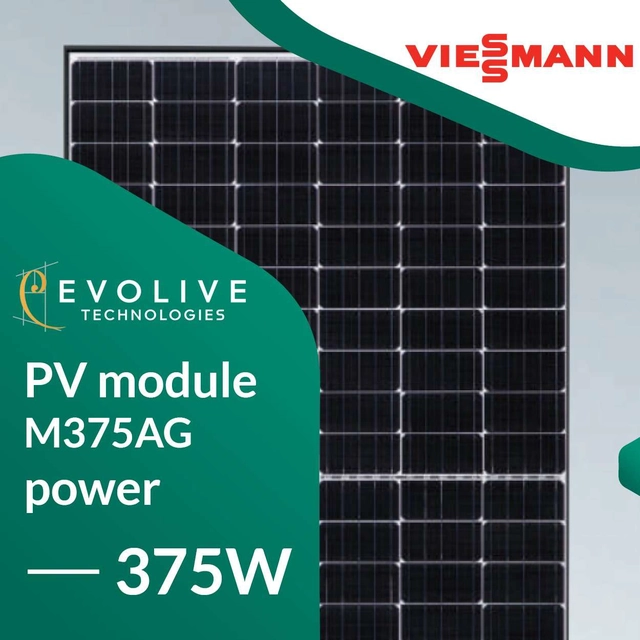 PV-modul (fotovoltaisk panel) Viessmann VITOVOLT_M375AG 375W Sort ramme