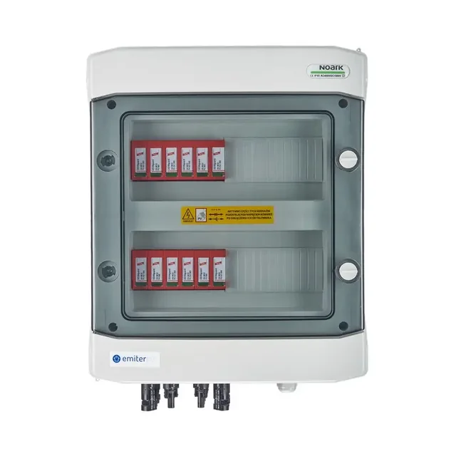 PV switchboard connectionDC hermetic IP65 EMITER with DC surge arrester Dehn 1000V type 2, 4x PV string, 4x MPPT