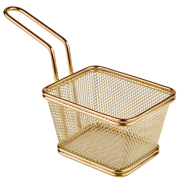 PVD coated steel basket, gold - 13 x 10,5 cm