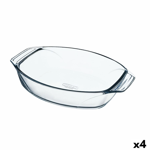 Pyrex neatvairāms cepeškrāsns trauks ovāls caurspīdīgs stikls 39,5 x 27,5 x 7 cm (4 gab.)