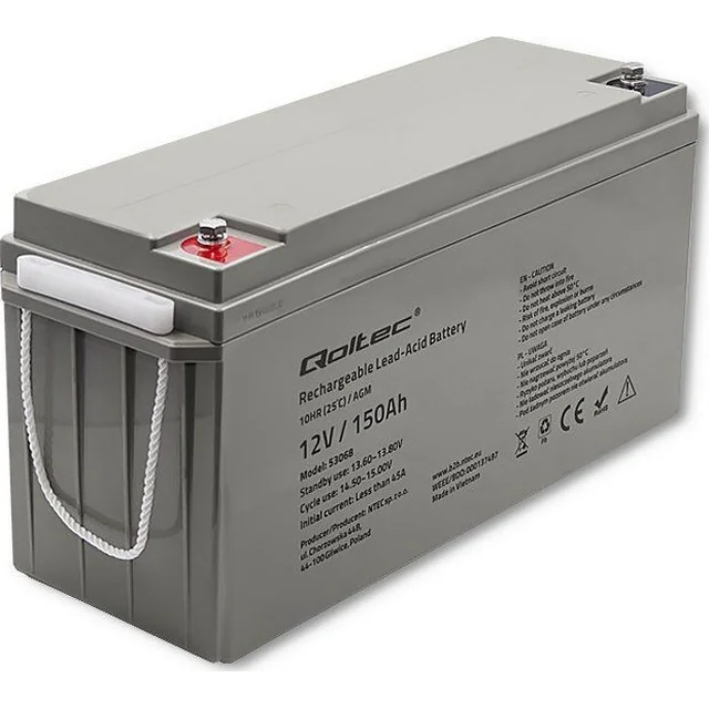 Qoltec AGM battery | 12V | 150Ah | max. 2250A