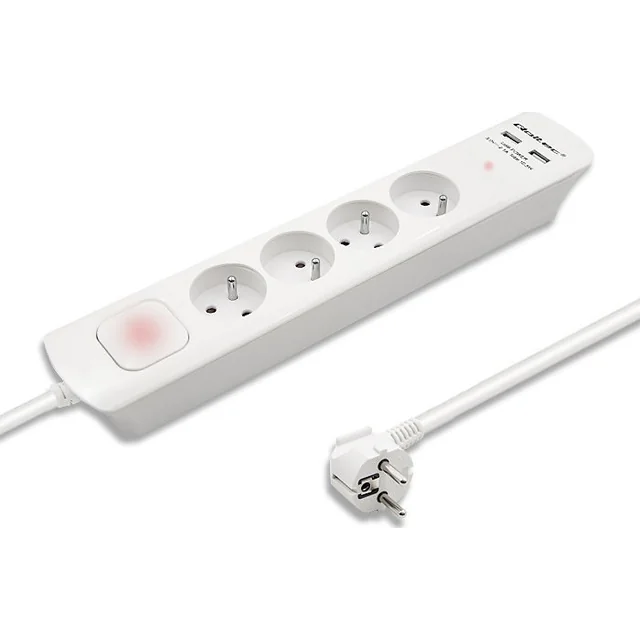 Qoltec surge protection power strip 4 sockets 1.8 m white (50282)