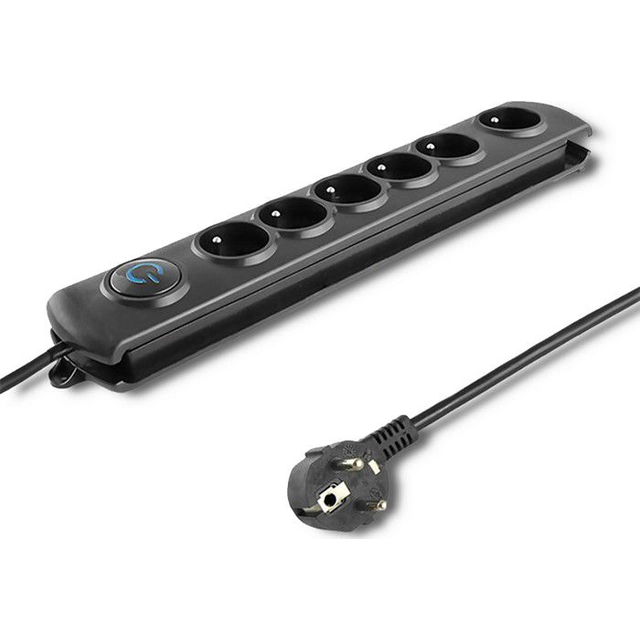 Qoltec Swift anti-surge power strip 6 sockets 5 m black (50172)