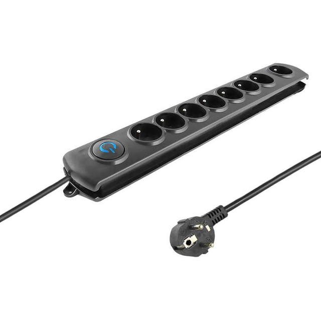 Qoltec Swift anti-surge power strip 8 sockets 1.8 m black (50113)