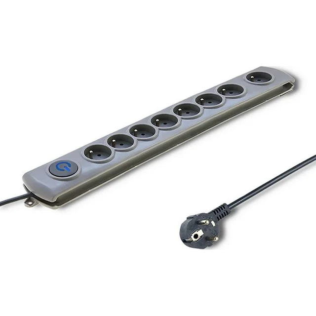 Qoltec Swift anti-surge power strip 8 sockets 3 m gray (50168)