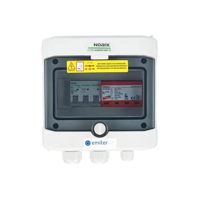 Quadro de distribuição CA, IP65, SPD AC Dehn tipo 1+2, disjuntor 10A 3-F