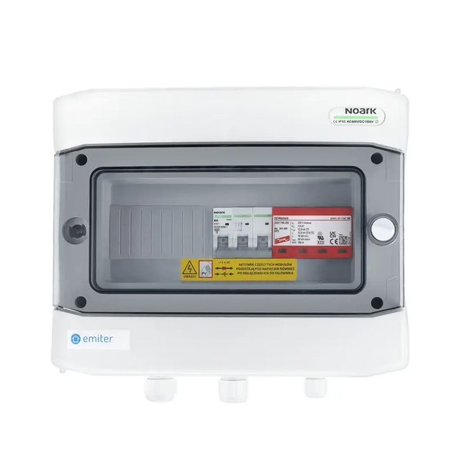 Quadro de distribuição CA, IP65, SPD AC Dehn tipo 1+2, disjuntor 40A 3-F