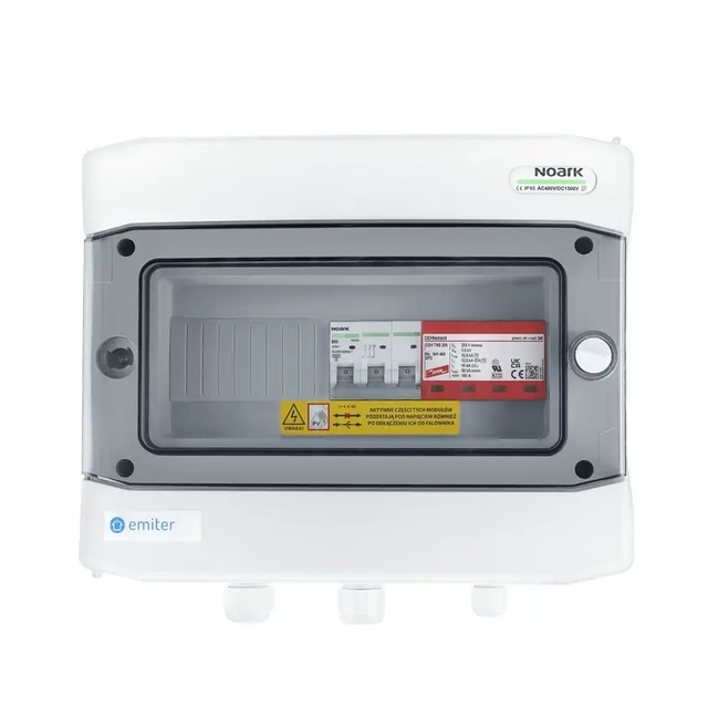 Quadro de distribuição CA, IP65, SPD AC Dehn tipo 1+2, disjuntor 50A 3-F