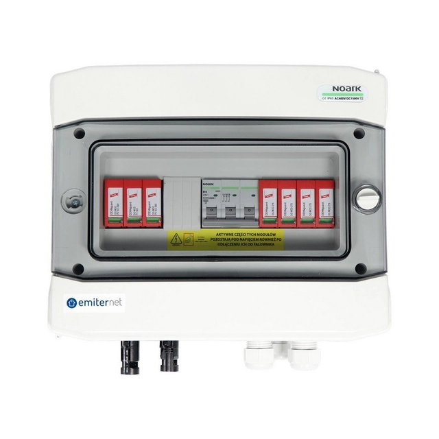 Quadro ermetico EMITER DC/AC con scaricatore di sovratensione Dehn DC 1000V tipo 2, 1 x stringa FV,1 x MPPT, scaricatore CA tip 2, B16A 3F