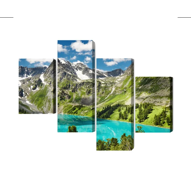 Quadro multiparte Lago di cristallo in montagna 3D