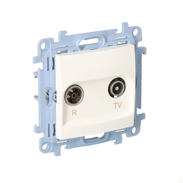 R-TV pass-through antenna socket (module) att.TV and R: 10 dB, white Simon10