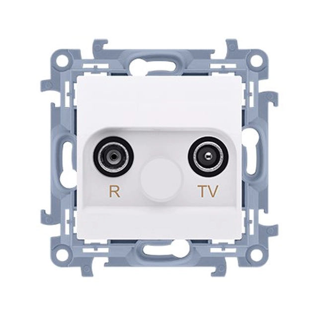 R-TV pass-through antenna socket (module) att.TV&amp;R:10 dB, white Simon10