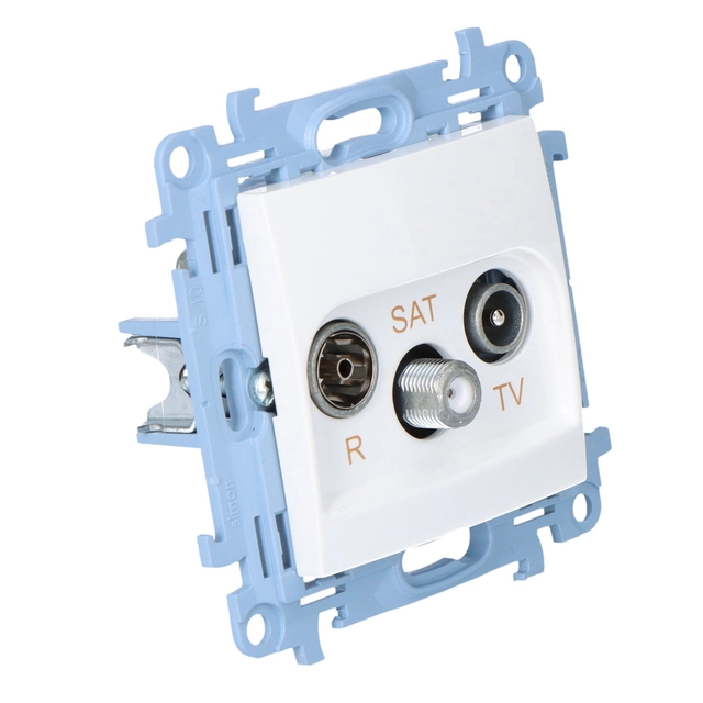 R-TV-SAT end/terminal antenna socket to pass-through socket (module) transg.R, TV, SAT -1.5 dB, white Simon10