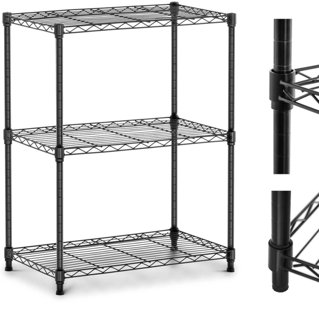 Rack de armazenamento de arame a céu aberto 3 prateleiras 60 x 35 x 77 cm para 120 kg