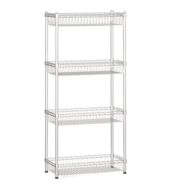 Rack de armazenamento de cesta profissional | 4 Prateleiras | 61x46x182 | Universal