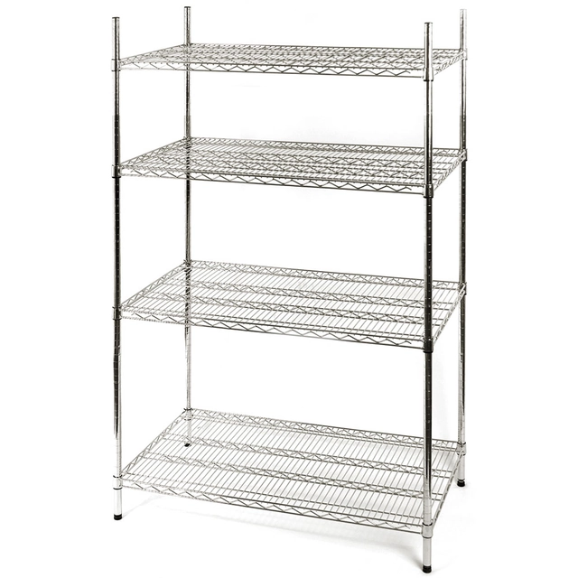 Rack d'entrepôt chromé 4 étagères 1525x455x1800mm