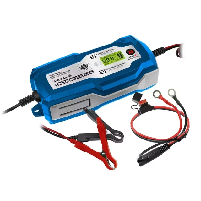 RADDRIZZATORE A MICROPROCESSORE, RICARICA BATTERIE DEDRA DEPM022LFP 10A, LCD, 6/12V 3-200AH LFP