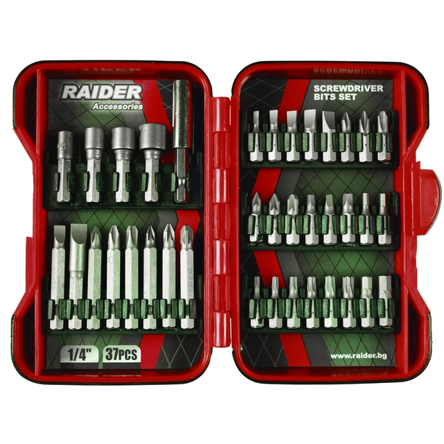 Raider (accessories) screwdriver bits (bit set)1/4" 37 pcs.RAIDER set