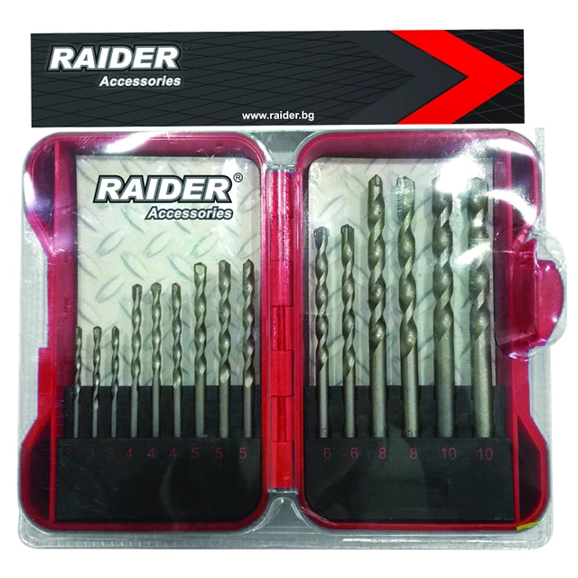 Raider (accessory) stone drill bits 15 pcs.A set of drills Ø3-10mm