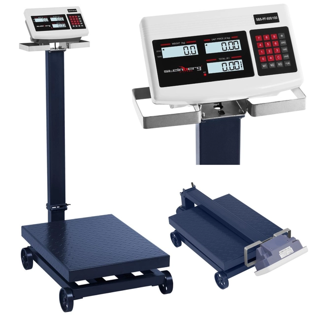 Raktári platform mérleg kerekekkel SBS-PF-600/100 LCD - 600kg