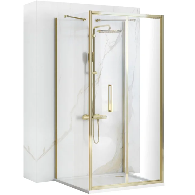 Rapid Fold Gold wall-mounted shower cabin