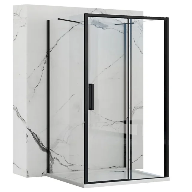 Rapid Slide Black wall-mounted shower cabin