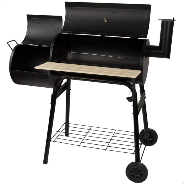 Ratastel söegrill Aktive Terasplast Emaileeritud metall 106 x 106 x 61 cm Must