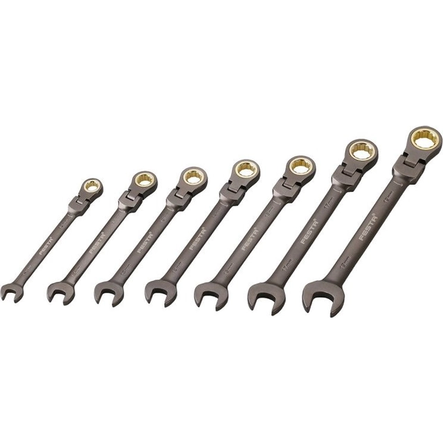ratchet wrenches with hinge, set 7ks, 10-19mm, CrV/Cr-Mo, FESTA