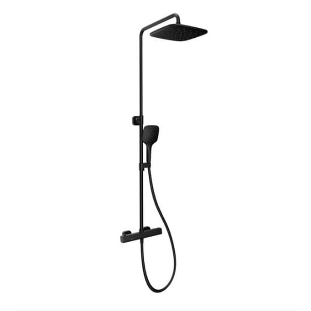 Ravak 10° Free black shower set with a thermostatic tap