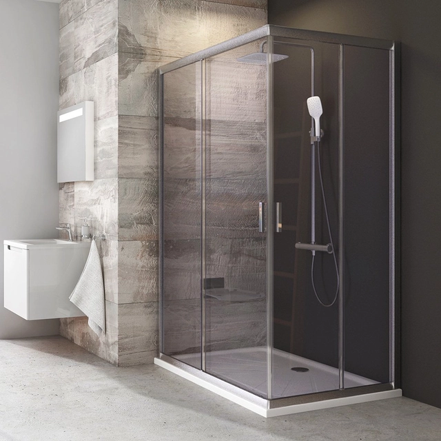 Ravak Blix rectangular shower wall, BLRV2K-90, satin+transparent glass