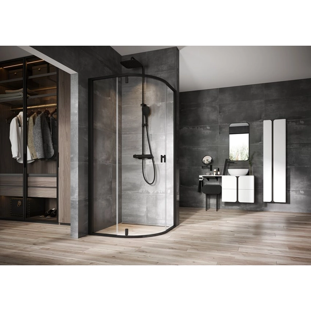 Ravak Nexty semicircular shower cabin, NSKK3-90 black+Transparent