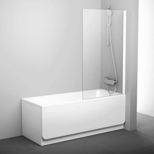 Ravak Pivot fixed bathroom wall, PVS1 80 white+glass Transparent