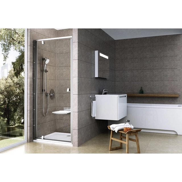 Ravak Pivot hinged shower door, PDOP1-90, satin+transparent glass