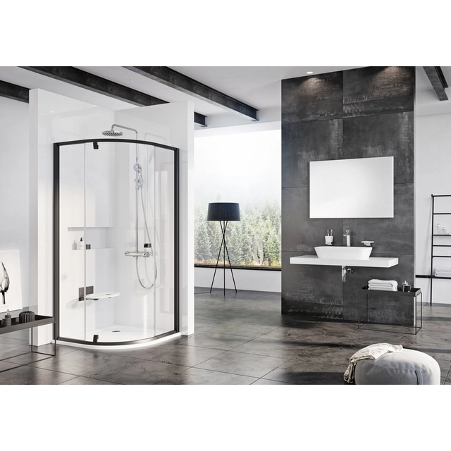 Ravak Pivot semicircular shower cabin, PSKK3-90, black+Transparent
