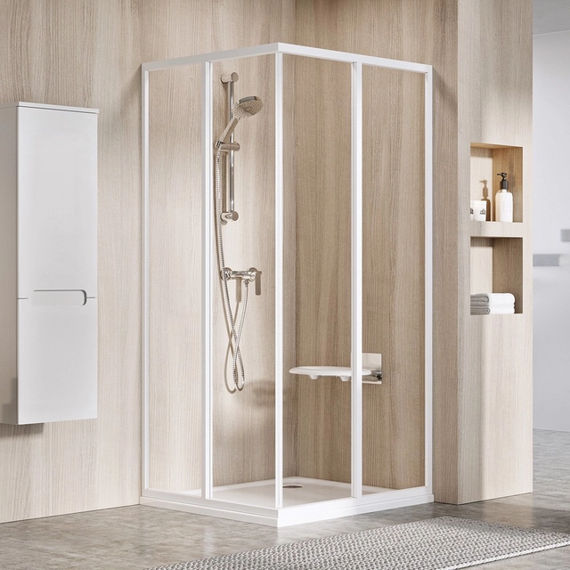 Ravak Supernova rectangular shower wall, SRV2-75 195 S, white+transparent glass