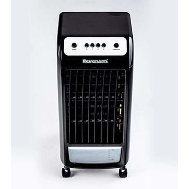 Ravanson air conditioner KR-1011 (75W; 3 air flow rates: high, medium, low, Cooling with a water pump, Maximum air speed: 8 m / s, The possibility of using cooling cartridges, Rotating wheels and handles, Air flow: 4