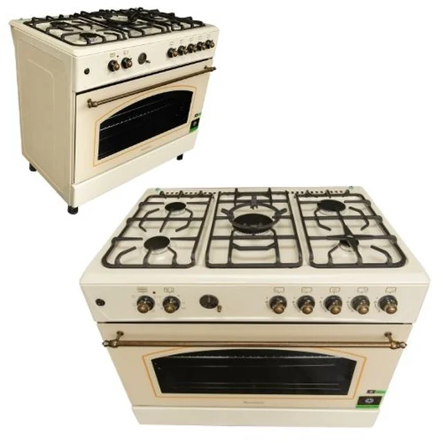 RAVANSON KWGE-90RC gasfornuis met elektrische oven in retro-design