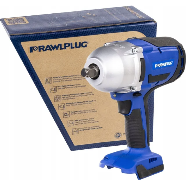 Rawlplug smūginis veržliaraktis IMPACT WRENCH 18V, 1000NM, KARTONAS, BE Akumuliatoriaus - 1sz